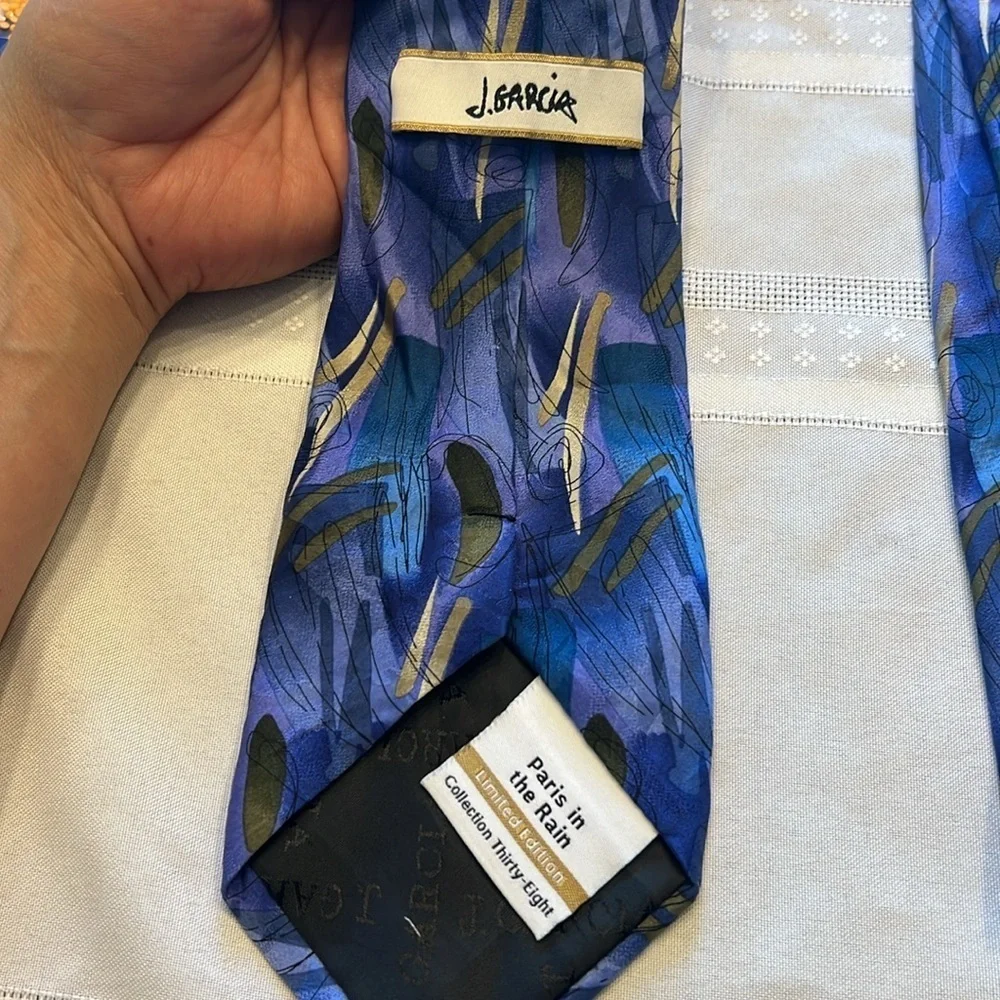 J.GARCIA Tie Paris in the Rain tie 100% SILK Abstract Grateful Dead Neck Tie